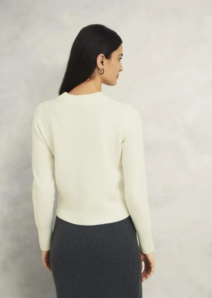 Jumpers and Cardigans Women HOBBS Hoghton Brushed Cashmere Jumper Warm Ivory