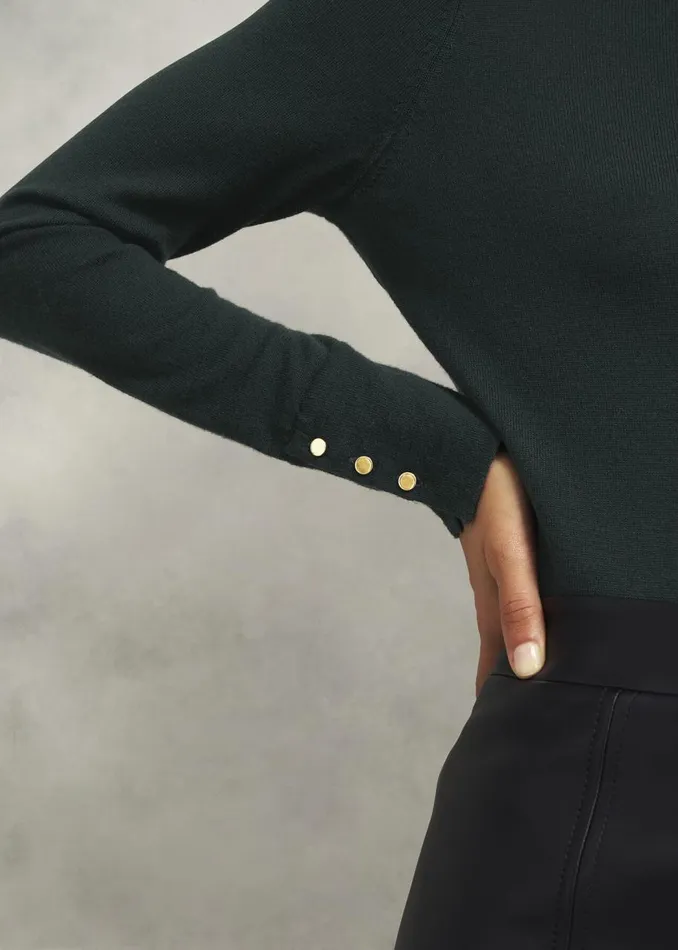 Jumpers and Cardigans Women HOBBS Lara Merino Wool Roll Neck Jumper Hawthorn Green