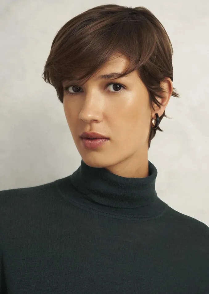 Jumpers and Cardigans Women HOBBS Lara Merino Wool Roll Neck Jumper Hawthorn Green