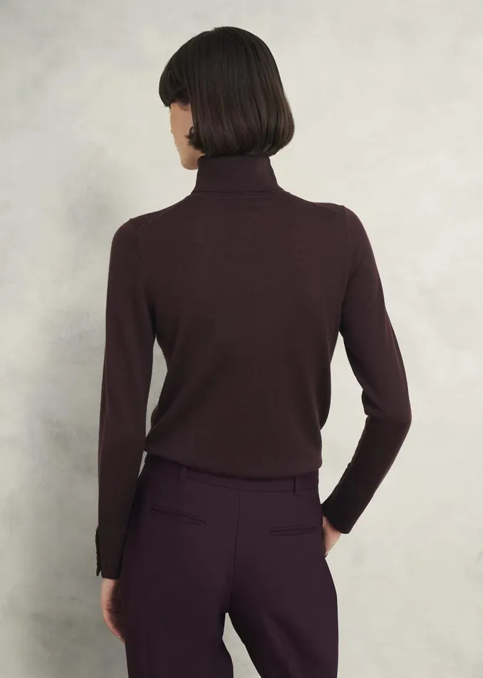 Jumpers and Cardigans Women HOBBS Lara Merino Wool Roll Neck Jumper Malbec