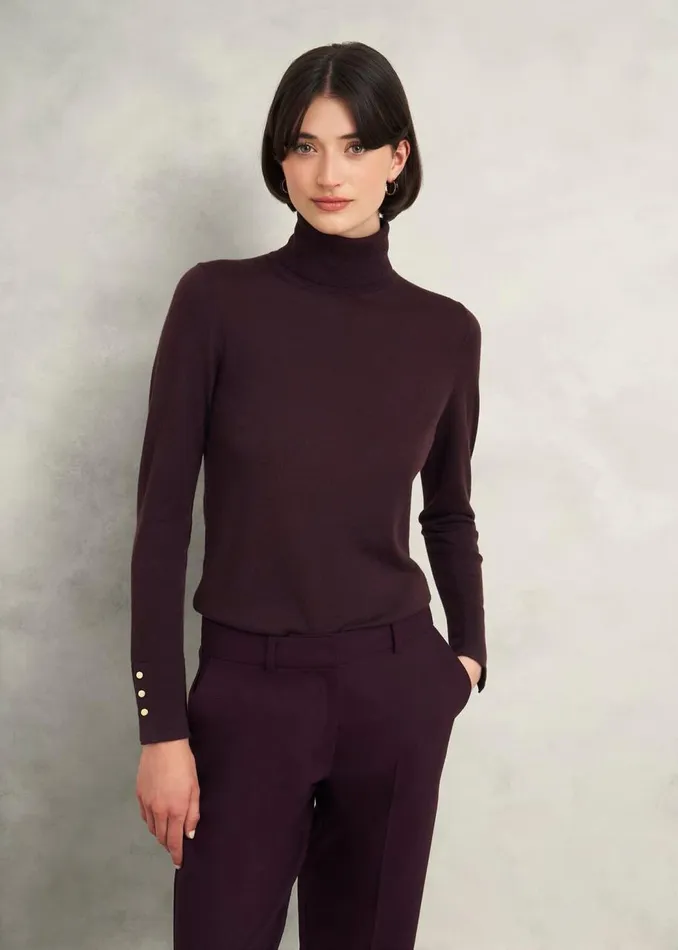Jumpers and Cardigans Women HOBBS Lara Merino Wool Roll Neck Jumper Malbec