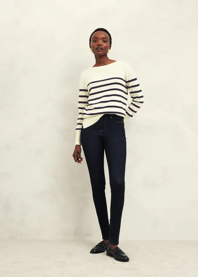 Jumpers and Cardigans Women HOBBS Larina Cashmere Stripe Jumper Ivory Navy