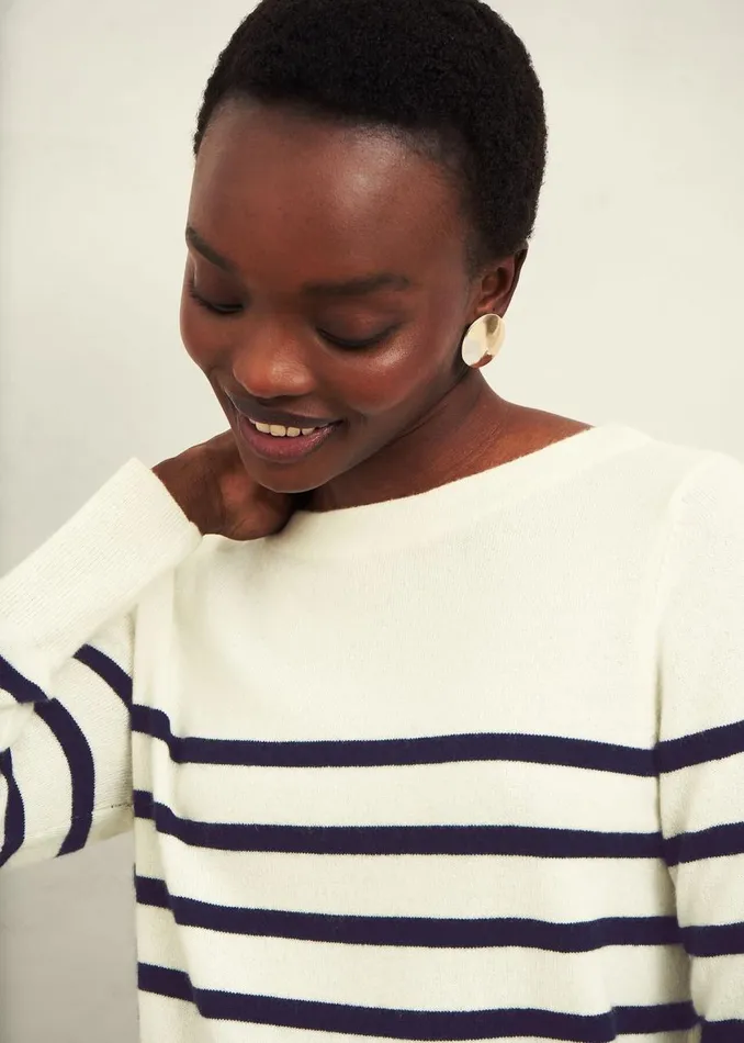Jumpers and Cardigans Women HOBBS Larina Cashmere Stripe Jumper Ivory Navy