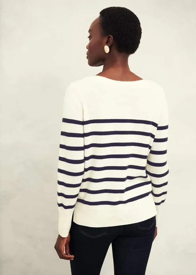 Jumpers and Cardigans Women HOBBS Larina Cashmere Stripe Jumper Ivory Navy