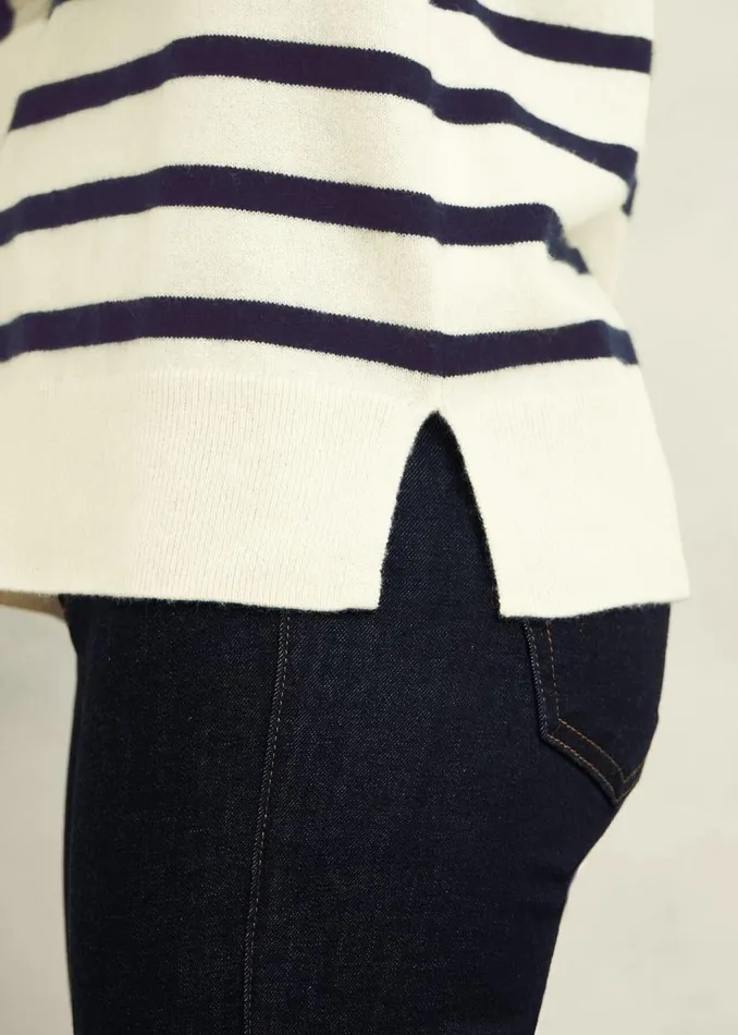 Jumpers and Cardigans Women HOBBS Larina Cashmere Stripe Jumper Ivory Navy