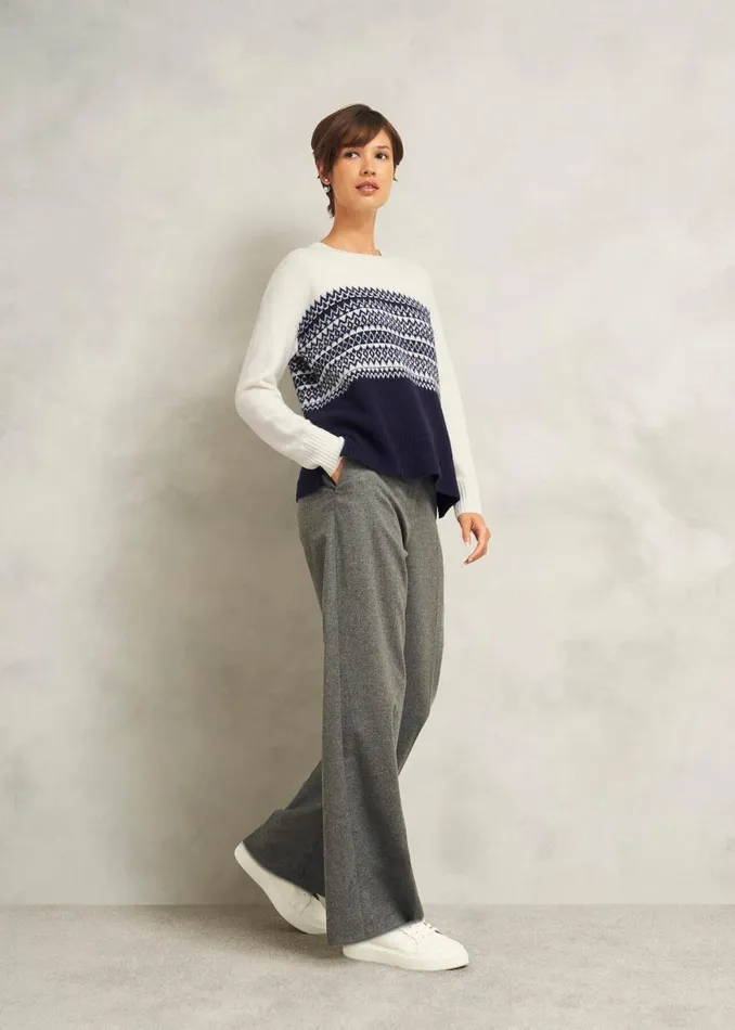 Jumpers and Cardigans Women HOBBS Lorrie Fairisle Jumper With Alpaca Ivory Navy