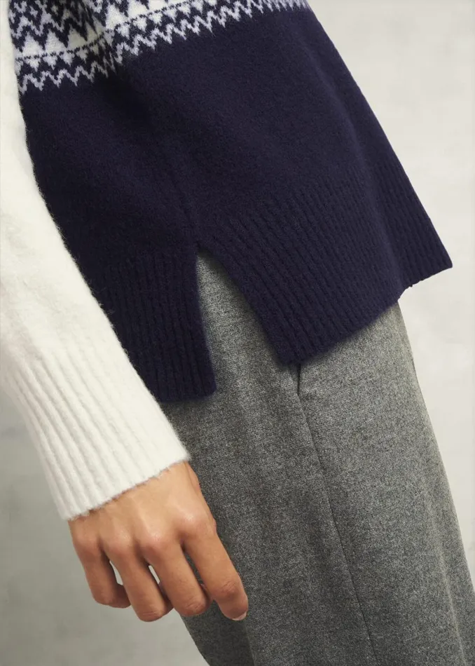 Jumpers and Cardigans Women HOBBS Lorrie Fairisle Jumper With Alpaca Ivory Navy