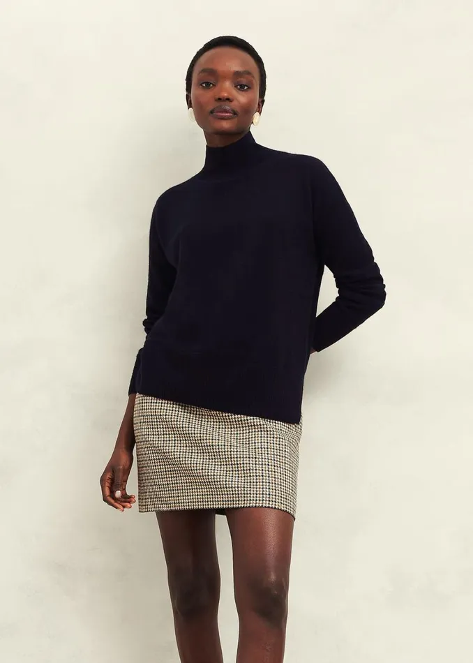 Jumpers and Cardigans Women HOBBS Marlena Cashmere Funnel Neck Jumper Hobbs Navy