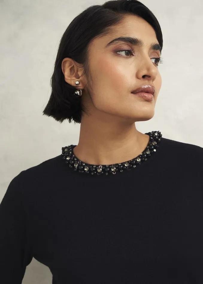 Jumpers and Cardigans Women HOBBS Oakley Beaded Jumper Black