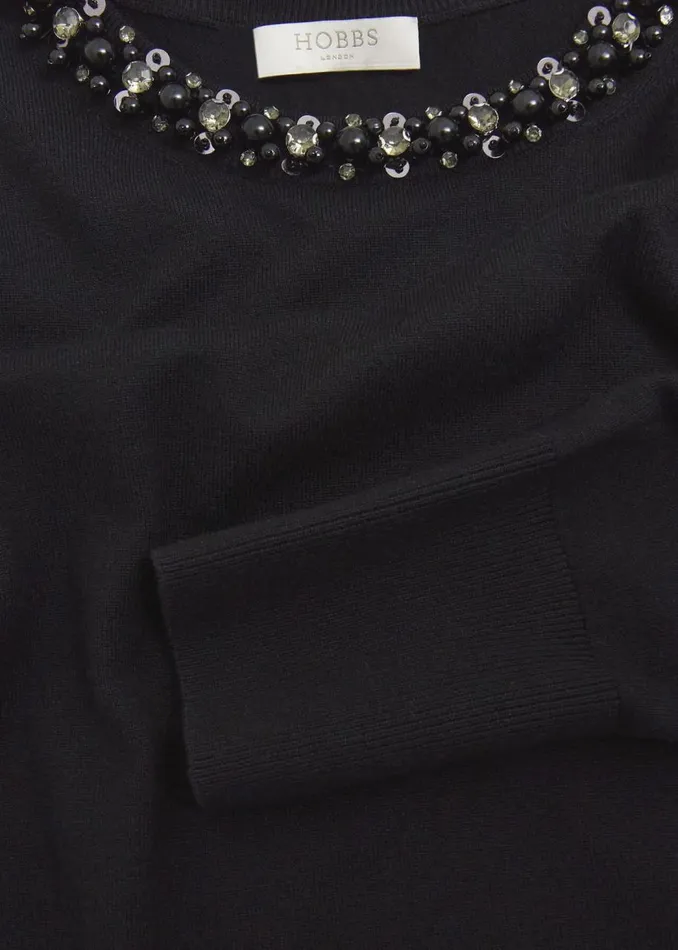 Jumpers and Cardigans Women HOBBS Oakley Beaded Jumper Black