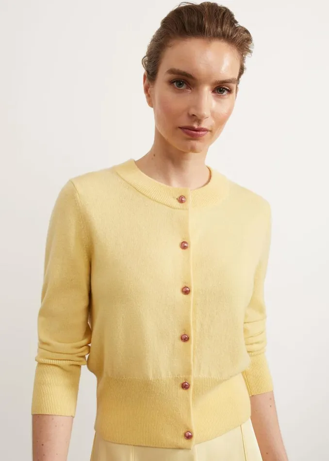 Jumpers and Cardigans Women HOBBS Tresco Wool Cashmere Cardigan Lemon