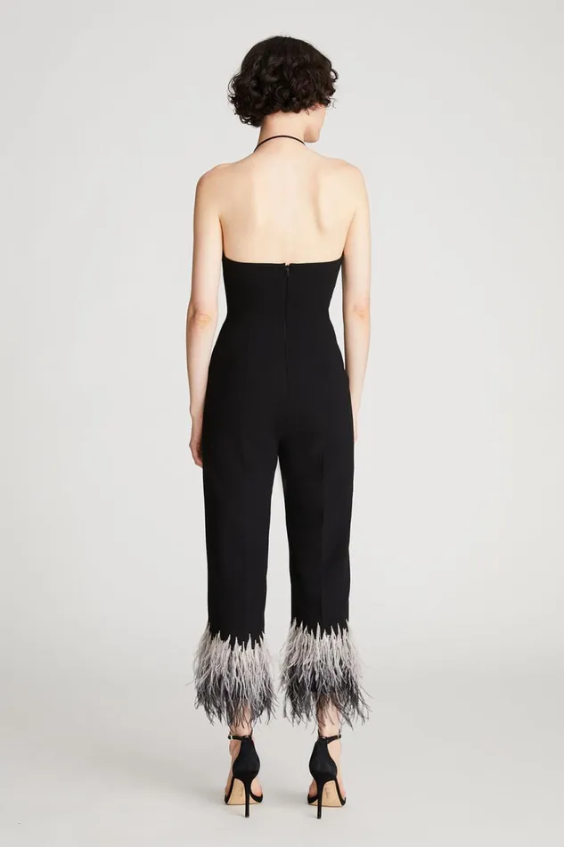 Jumpsuits Women Halston Kaitlyn Jumpsuit In Moss Crepe Black