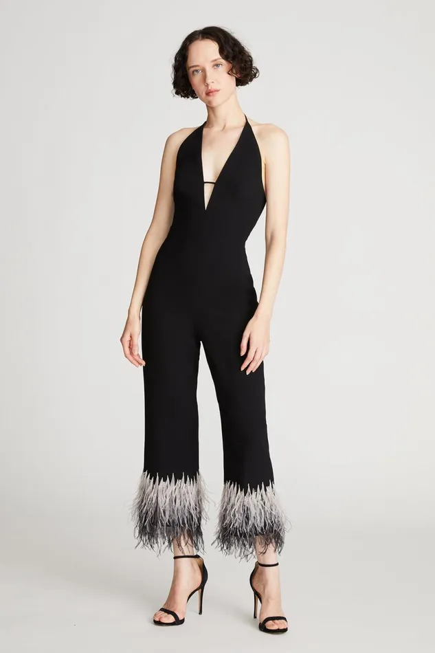 Jumpsuits Women Halston Kaitlyn Jumpsuit In Moss Crepe Black