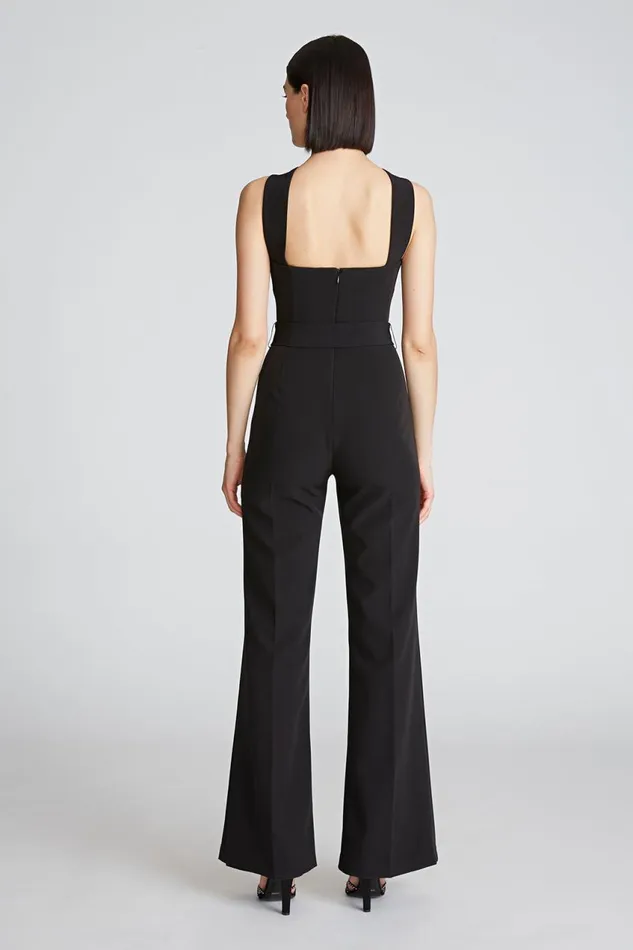 Jumpsuits Women Halston Leia Jumpsuit In Stretch Crepe Black
