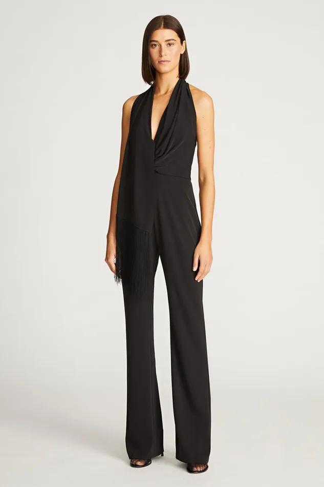 Jumpsuits Women Halston Tamra Jumpsuit In Fluid Crepe Black