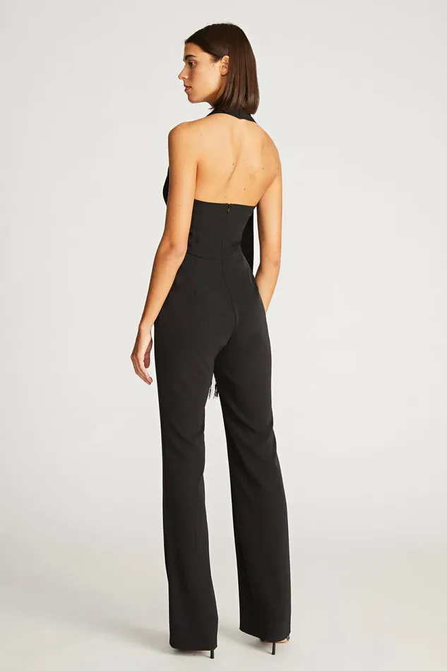 Jumpsuits Women Halston Tamra Jumpsuit In Fluid Crepe Black
