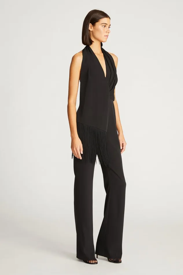 Jumpsuits Women Halston Tamra Jumpsuit In Fluid Crepe Black