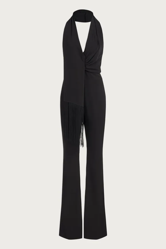 Jumpsuits Women Halston Tamra Jumpsuit In Fluid Crepe Black