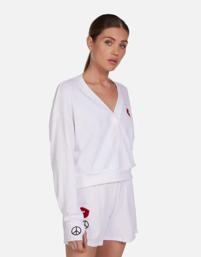 Kathryn Peace Lip Patch White Women039s Lauren Moshi Sweaters and Knits