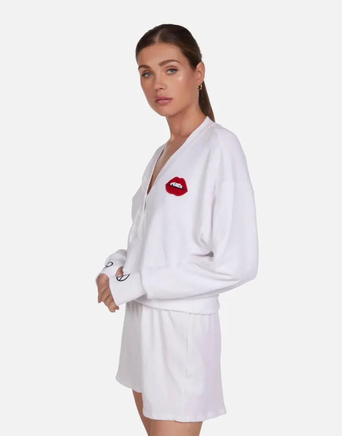 Kathryn Peace Lip Patch White Women039s Lauren Moshi Sweaters and Knits