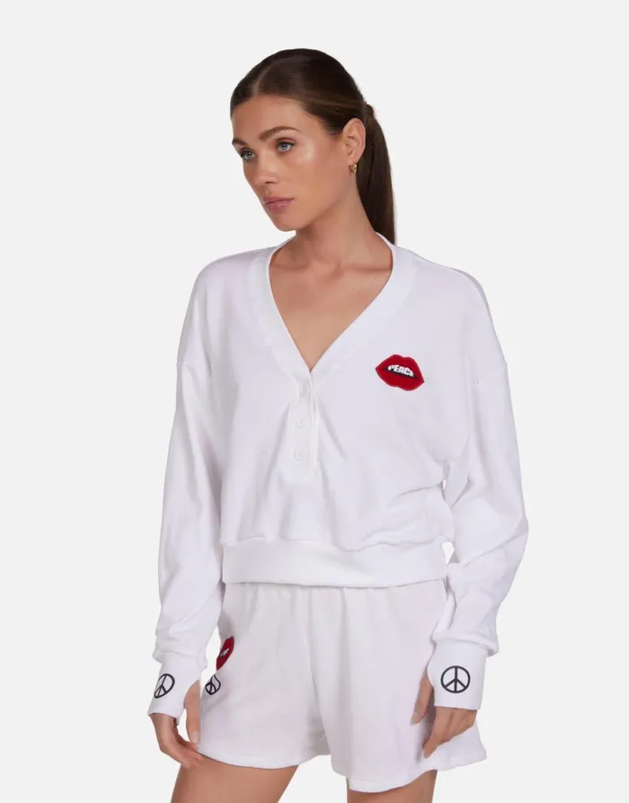 Kathryn Peace Lip Patch White Women039s Lauren Moshi Sweaters and Knits