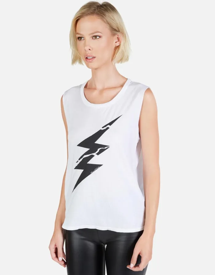 Kel Cracked Lightning Bolt White Women039s Lauren Moshi Tanks
