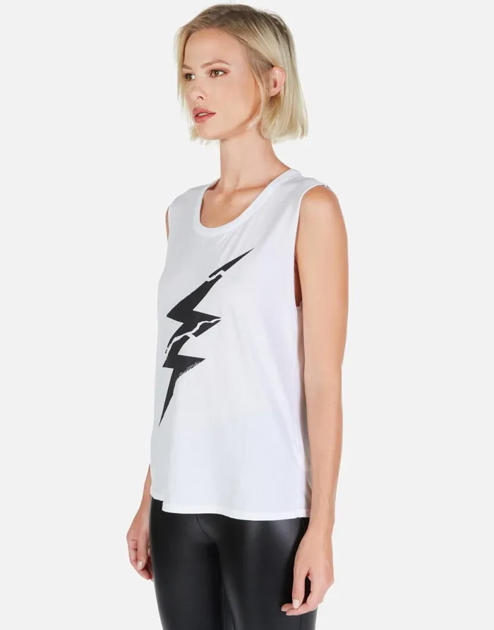 Kel Cracked Lightning Bolt White Women039s Lauren Moshi Tanks