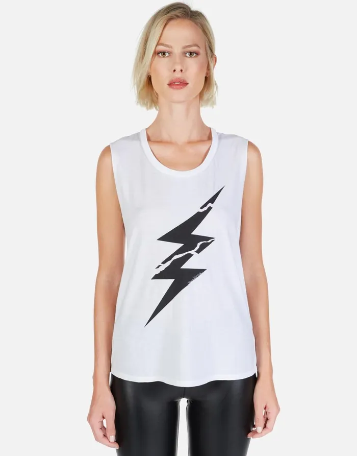 Kel Cracked Lightning Bolt White Women039s Lauren Moshi Tanks
