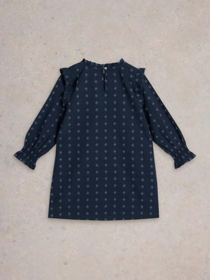 Kids Camille Dobby Frill Dress Dark Navy White Stuff Dresses and Skirts