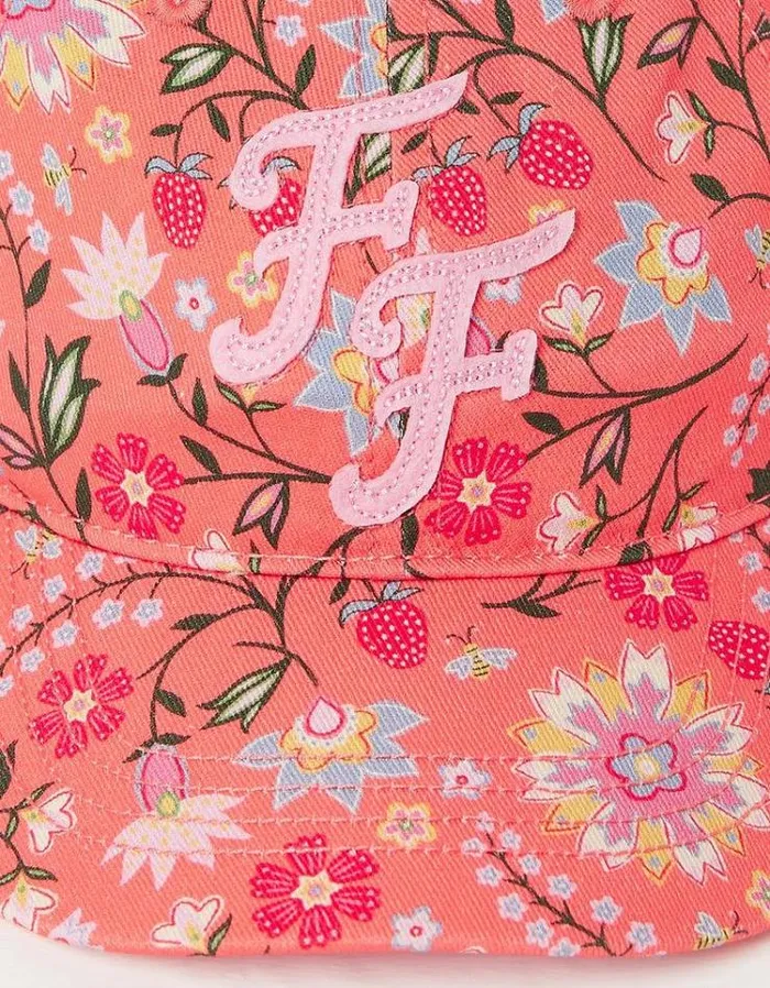 Kids FatFace Accessories Floral Printed Cap Coral Pink