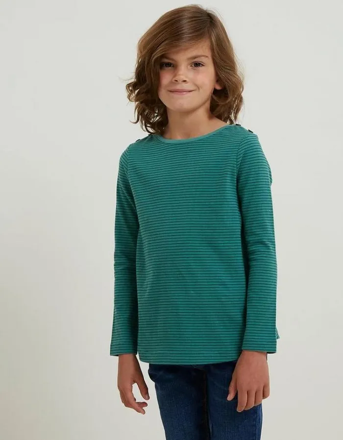 Kids FatFace Kids039 Sale Fine Stripe TShirt Dark Mint