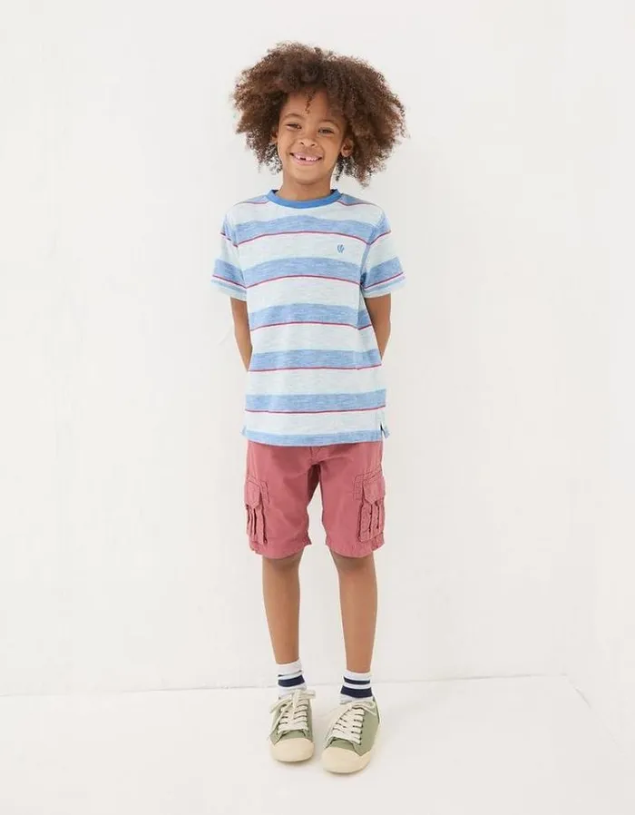 Kids FatFace Mini Me Outfits Multi Fine Stripe TShirt Blue