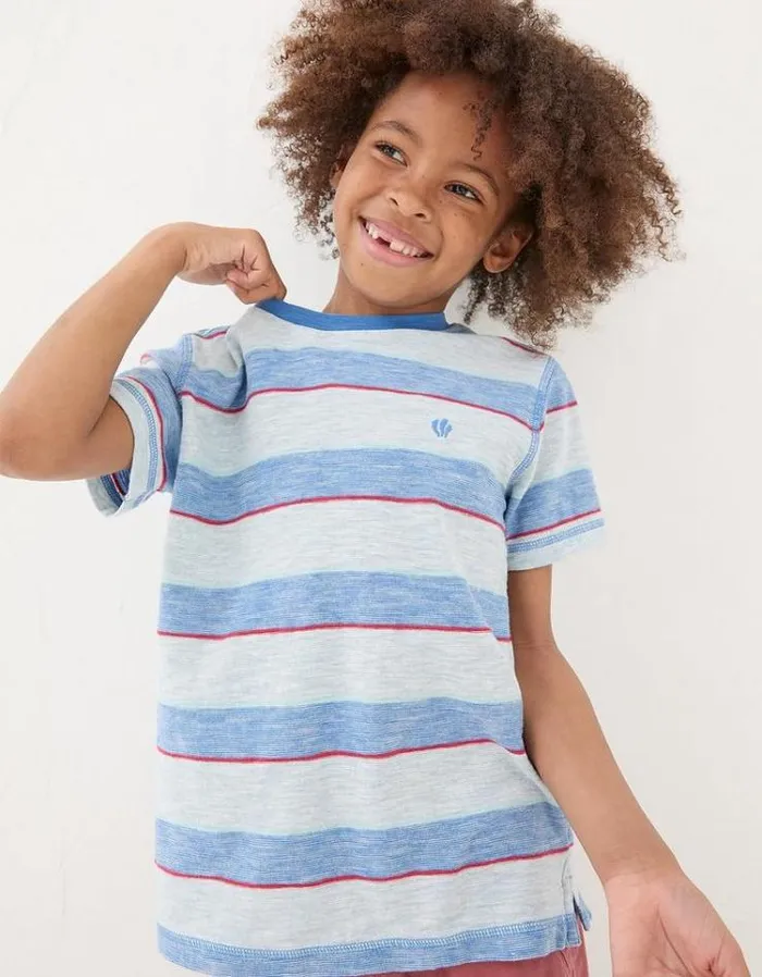 Kids FatFace Mini Me Outfits Multi Fine Stripe TShirt Blue