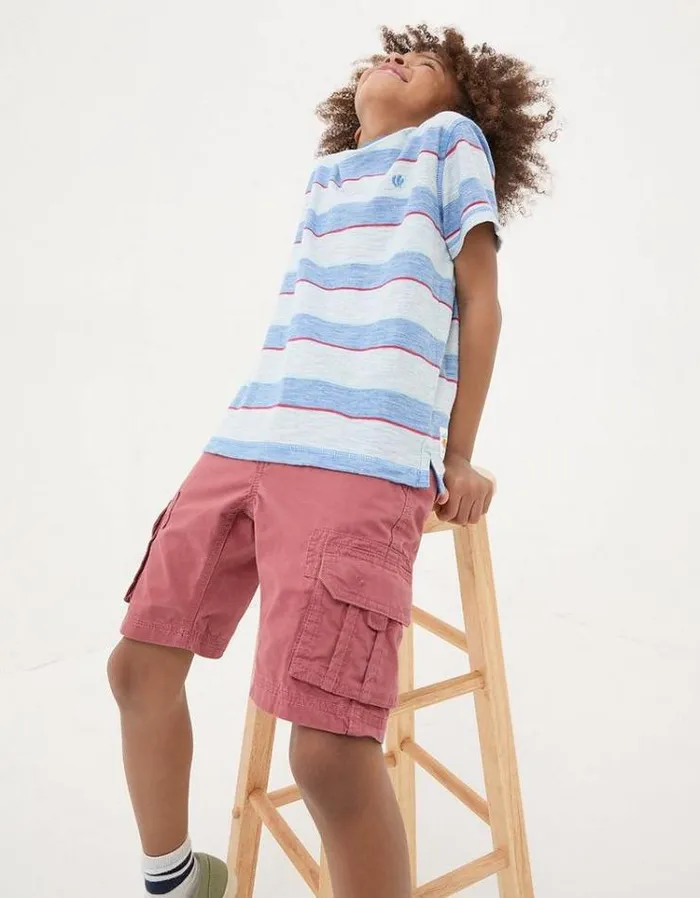 Kids FatFace Mini Me Outfits Multi Fine Stripe TShirt Blue