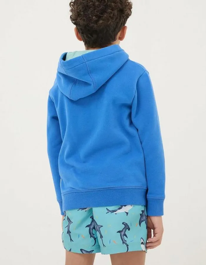 Kids FatFace Sweatshirts and Hoodies Mountain Ocean Popover Hoodie Bright Blue