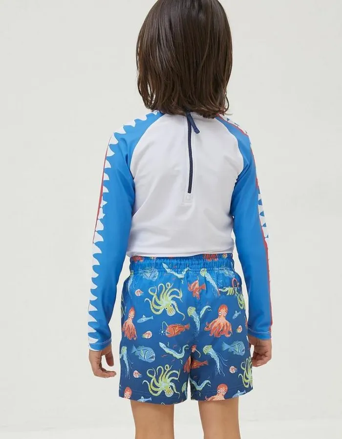 Kids FatFace Swimwear Deep Sea Boardies Navy