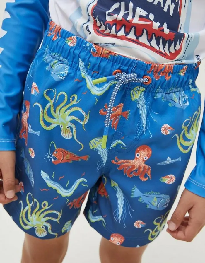Kids FatFace Swimwear Deep Sea Boardies Navy