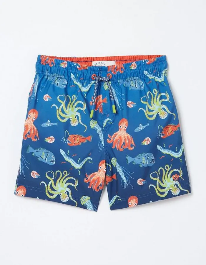 Kids FatFace Swimwear Deep Sea Boardies Navy