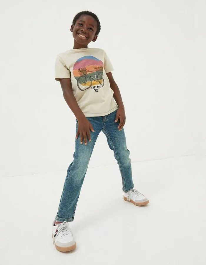Kids FatFace TShirts and Polos Bike Sunset TShirt Natural
