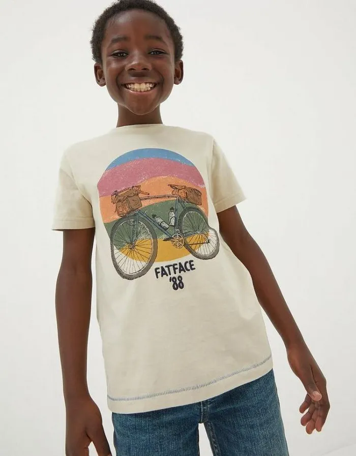 Kids FatFace TShirts and Polos Bike Sunset TShirt Natural