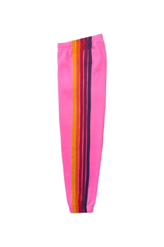 Kids Kids Collection Aviator Nation KID039S 5 STRIPE SWEATPANTS 8211 NEON PINK