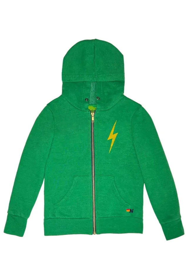 Kids Kids Collection Aviator Nation KIDS BOLT PRINT ZIP HOODIE 8211 KELLY GREEN