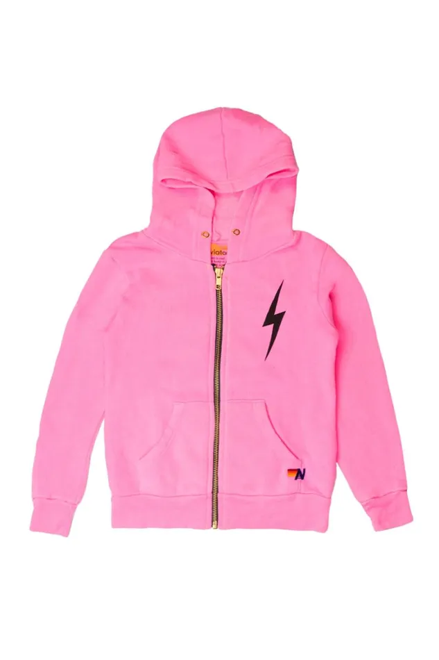 Kids Kids Collection Aviator Nation KIDS BOLT PRINT ZIP HOODIE 8211 NEON PINK