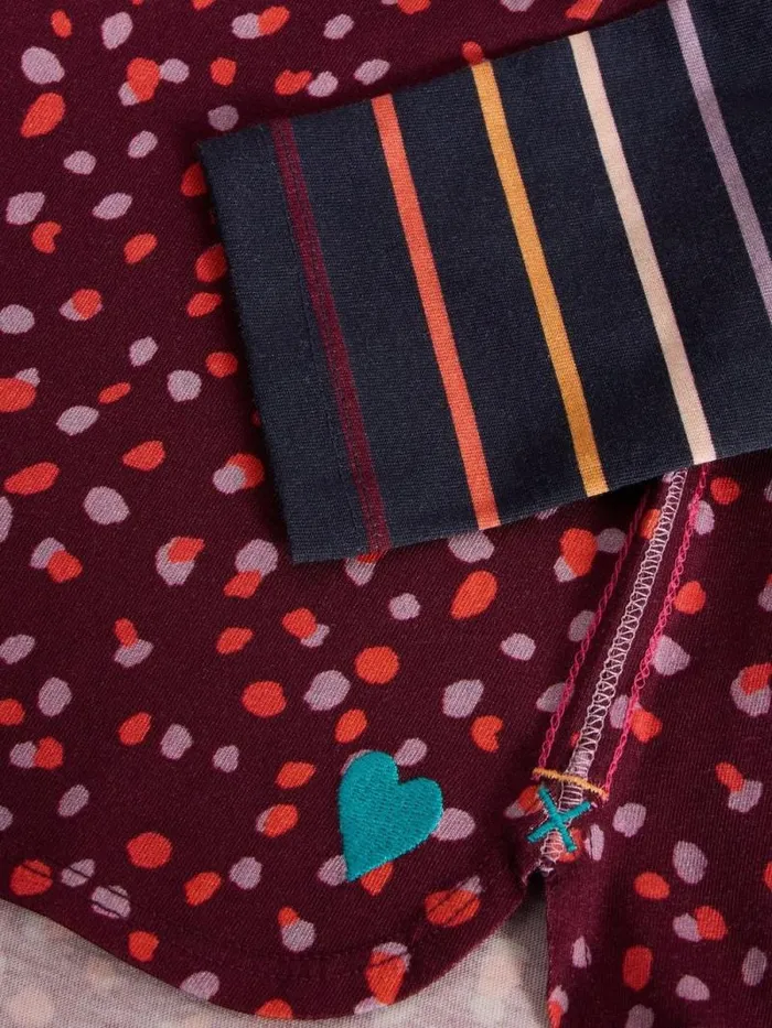 Kids LS Dotty Stripe Tee Plum Multi White Stuff Tops