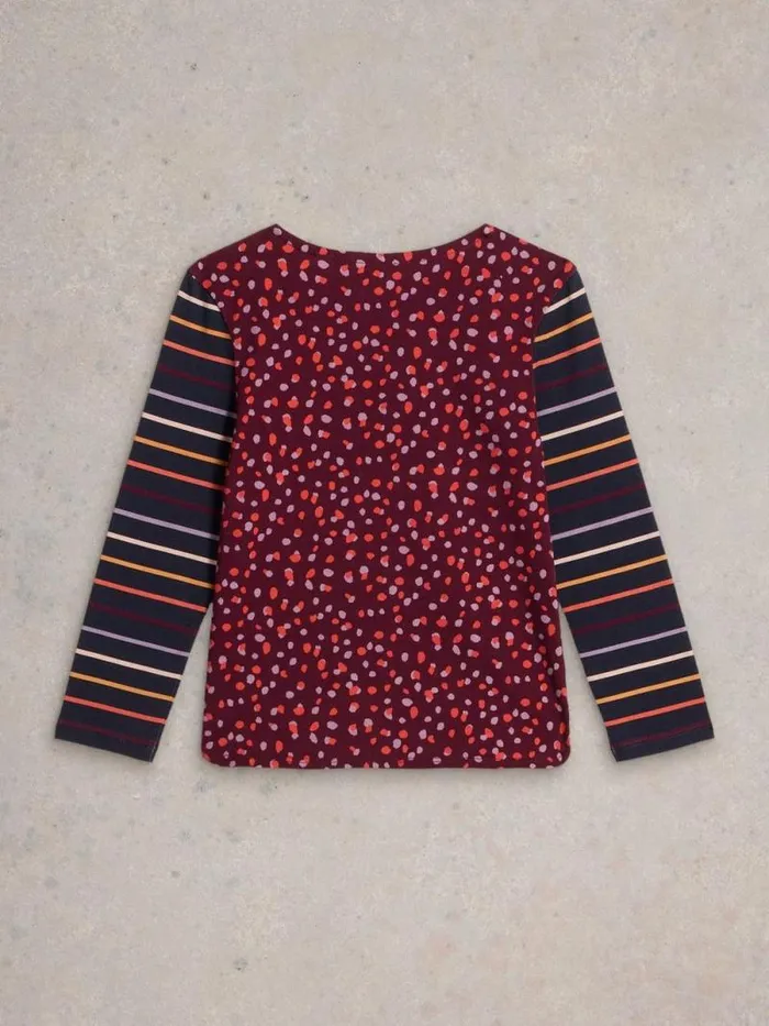 Kids LS Dotty Stripe Tee Plum Multi White Stuff Tops Kids LS Dotty Stripe Tee Plum Multi White Stuff Tops