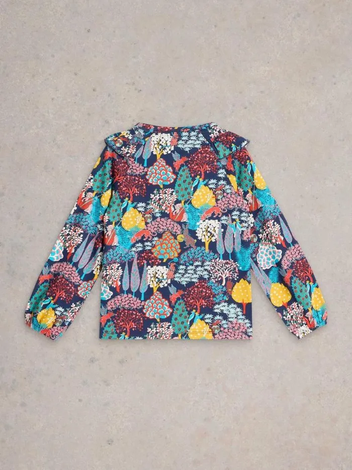 Kids LS Woodland Print Tee Navy Print White Stuff Tops