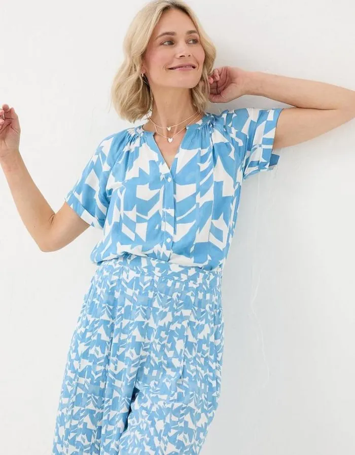 KidsWomen FatFace Mini Me Outfits Willow Med Geo Blouse Chambray Blue
