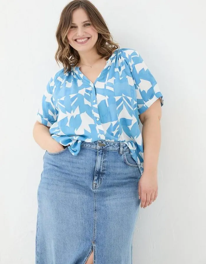 KidsWomen FatFace Mini Me Outfits Willow Med Geo Blouse Chambray Blue