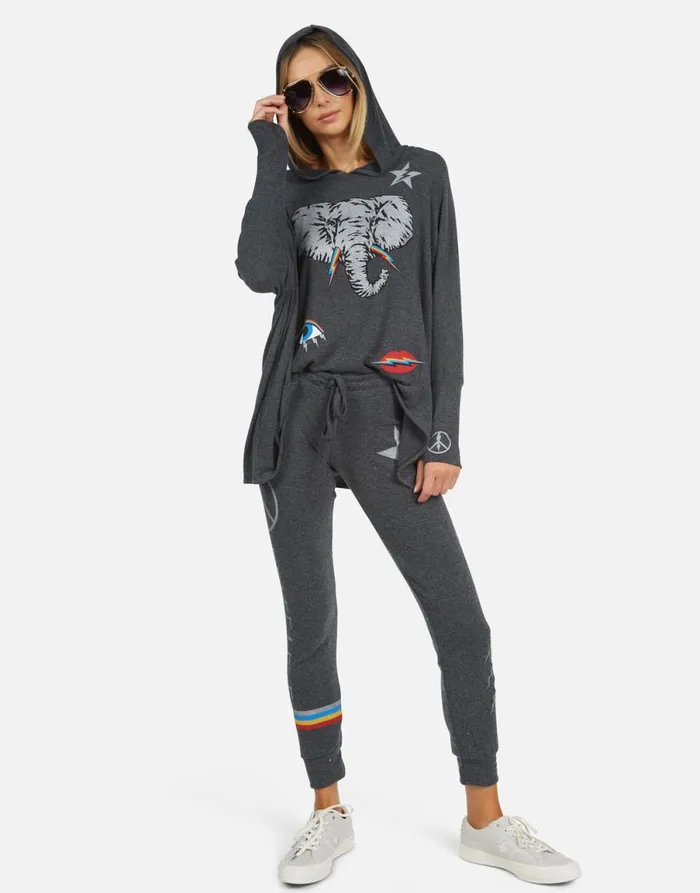 Kizzy Electric Elephant Elements Heather Black Women039s Lauren Moshi Long Sweatpants