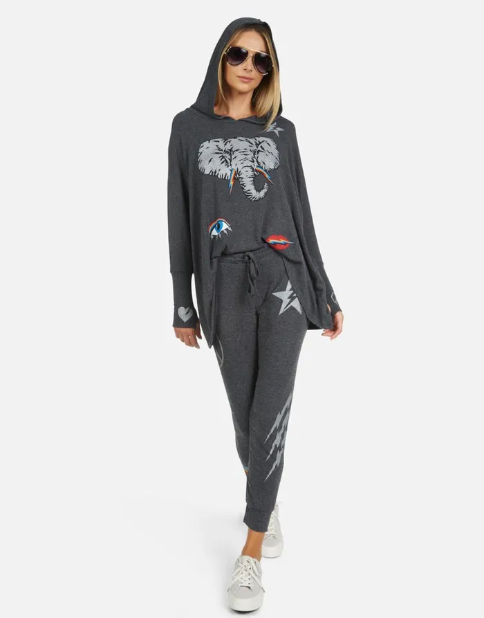 Kizzy Electric Elephant Elements Heather Black Women039s Lauren Moshi Long Sweatpants